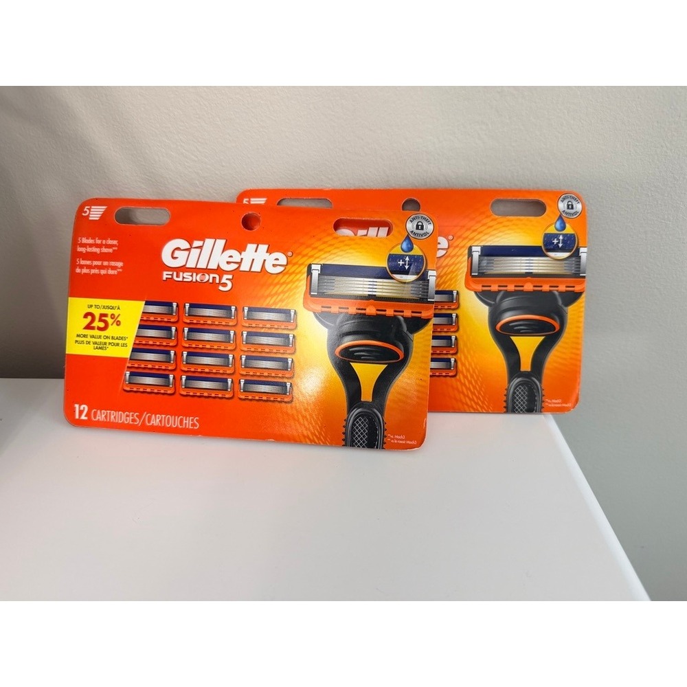 Gillette Fusion5 Razor Blade Refills Mens 24 Count Orange 5-Blade NWT